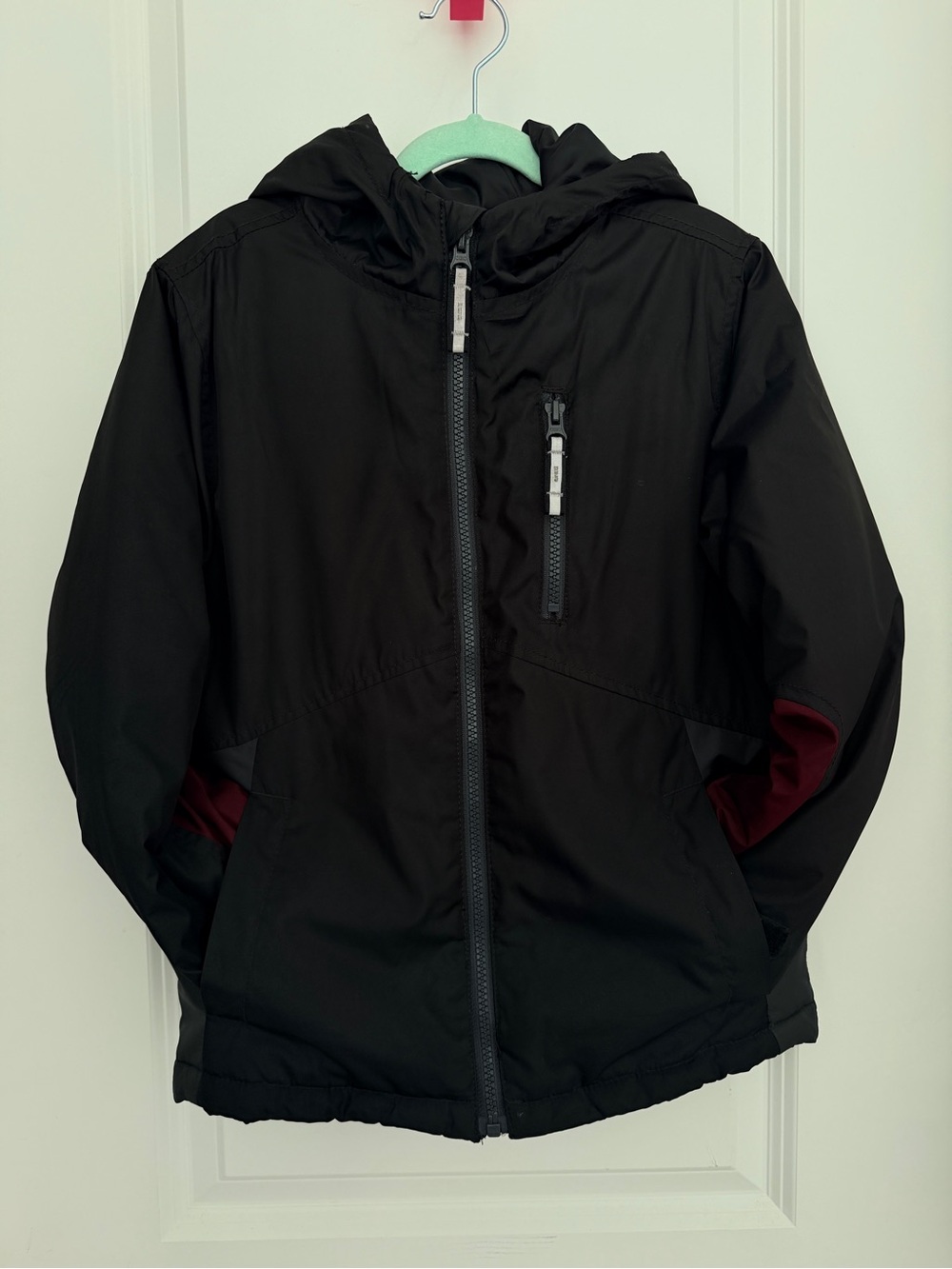 Kids Black Hooded Winter Jacket old navy size S 6/7